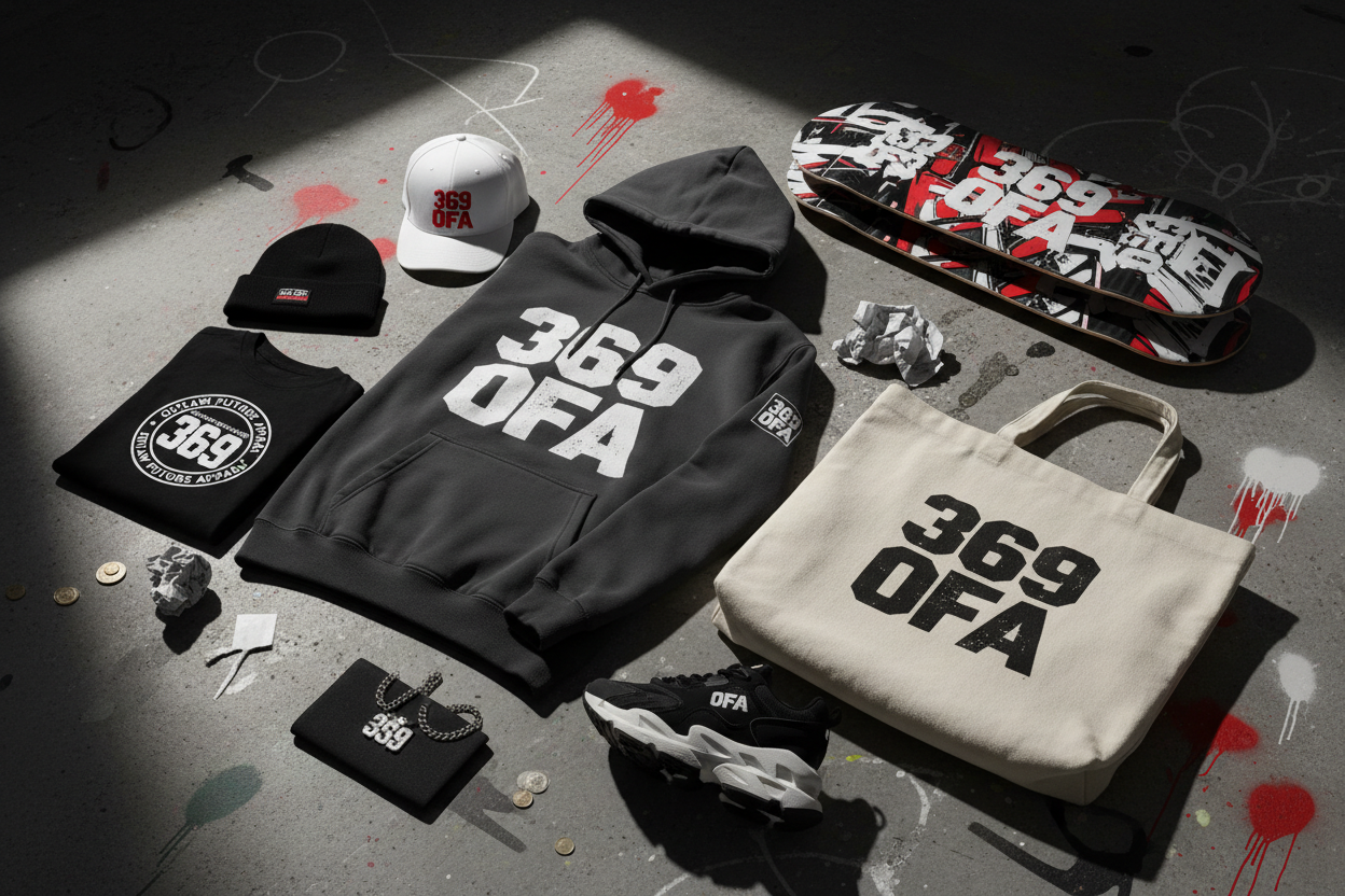 do street wear with no persons and the brand as 369 OFA